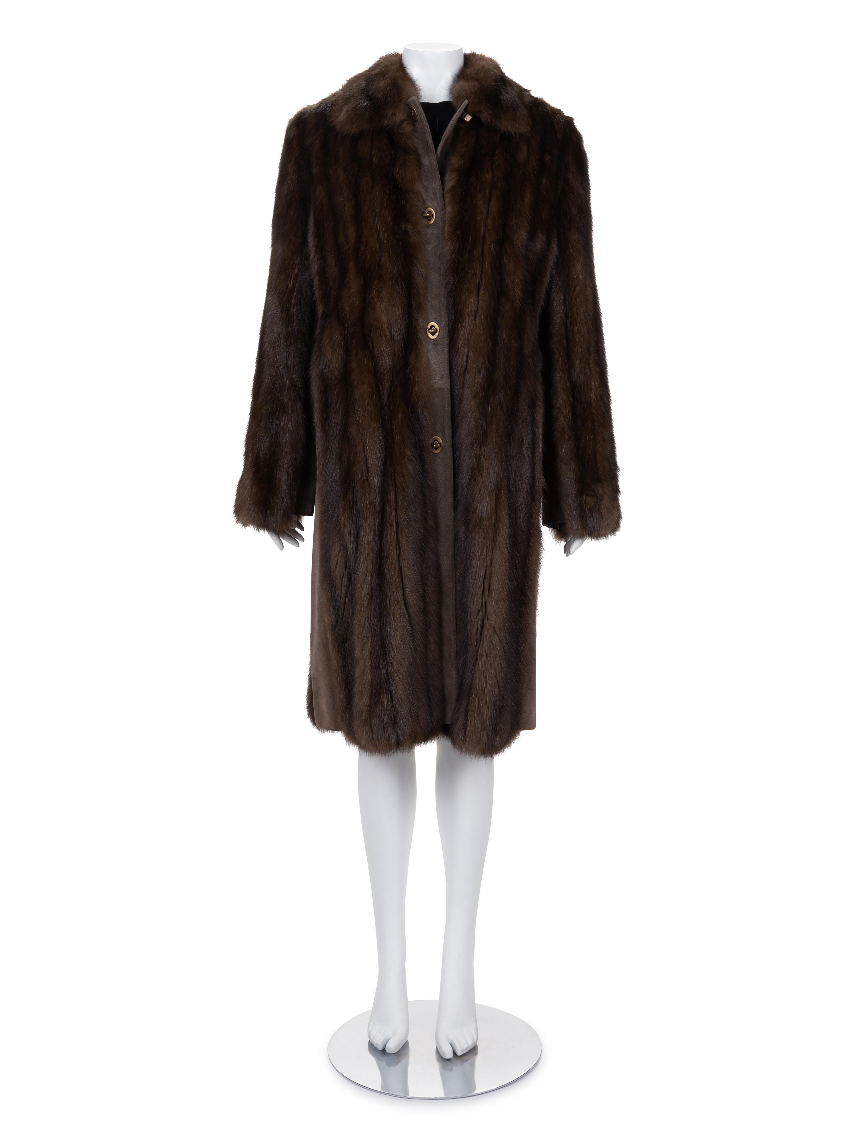 J. Mendel Russian Sable and Suede Coat with Patterned Silk Lining