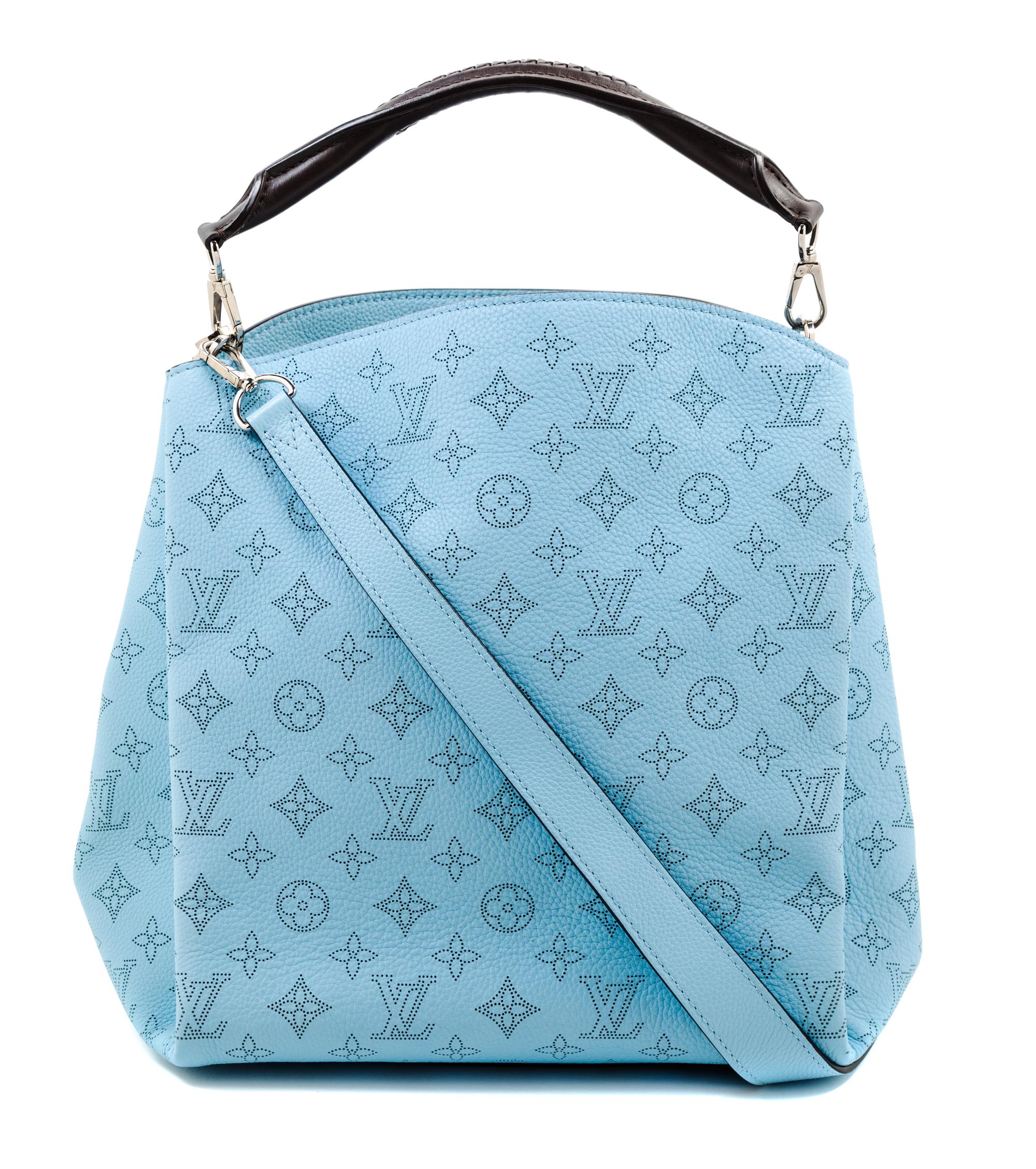 A Louis Vuitton Blue Selene Cross Body Satchel, 11" x 12" x 7"; Handle drop: 4"; Strap drop: 18".