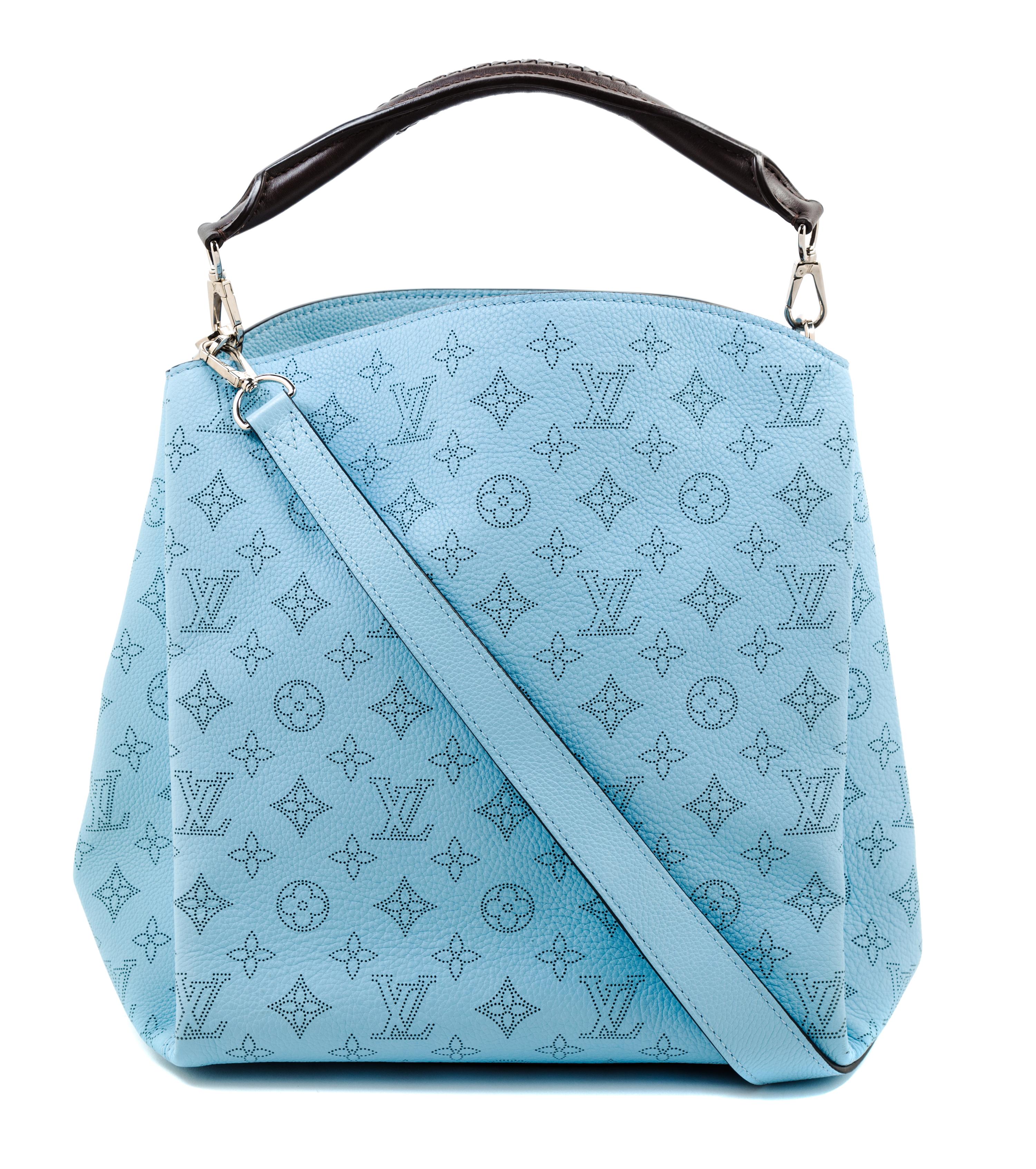 A Louis Vuitton Blue Selene Cross Body Satchel, 11" x 12" x 7"; Handle drop: 4"; Strap drop: 18".