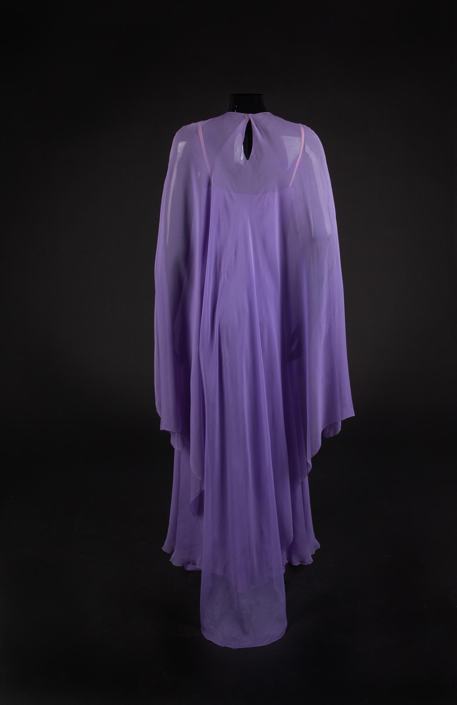 Dress and Cape, 1977. Designed by Edith Head, made by Western Costume Company in Los Angeles — Worn by Olivia de Havilland for the American Film Institute tribute to Bette Davis in 1977.