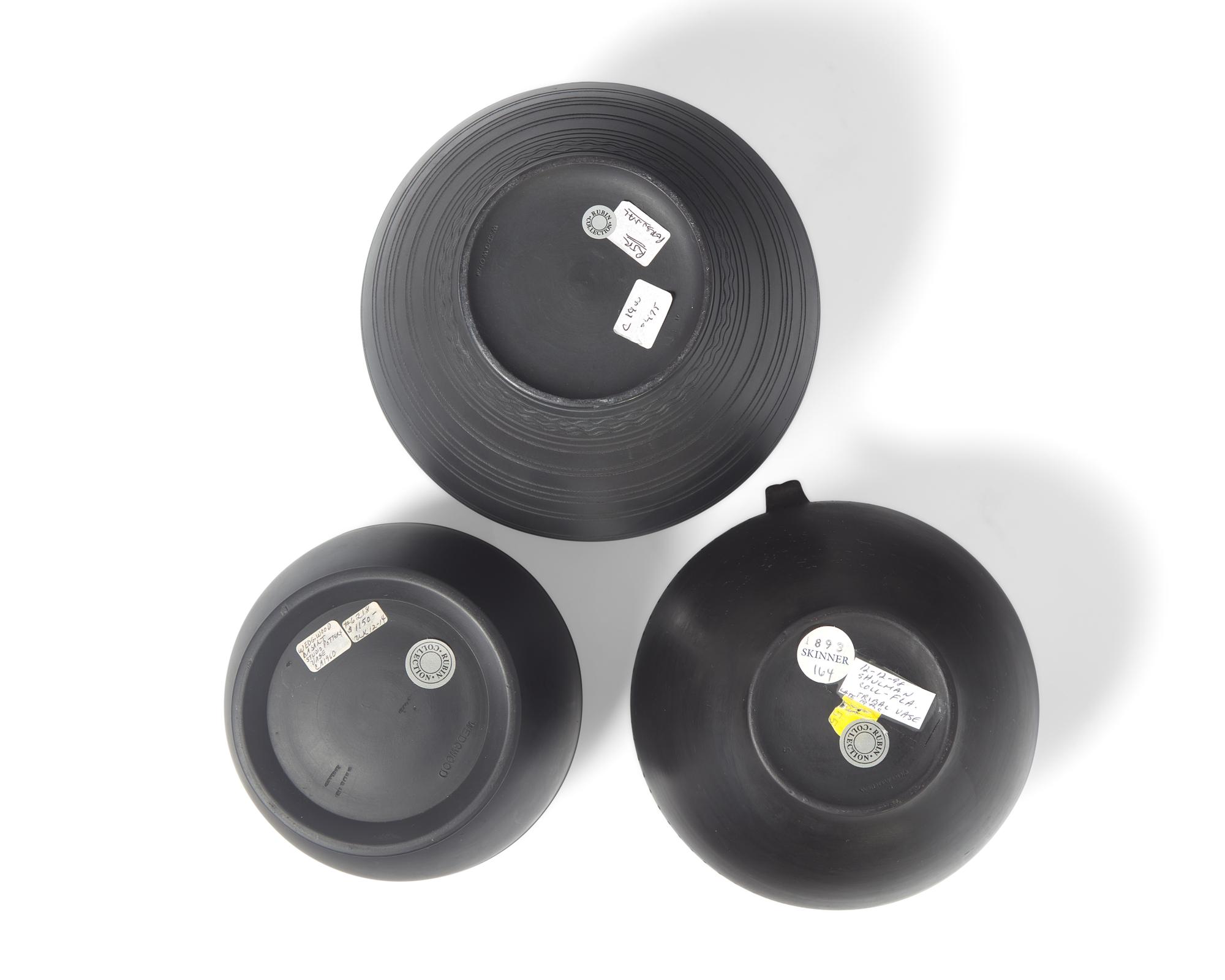 Three Wedgwood Modern Black Basalt Studio Vessels