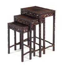 A Carved Hardwood Nesting Table Height 27 3/4 x width 20 1/2 x depth 14 inches. — LATE QING DYNASTY