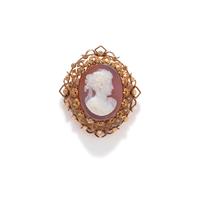 VICTORIAN, HARDSTONE CAMEO BROOCH