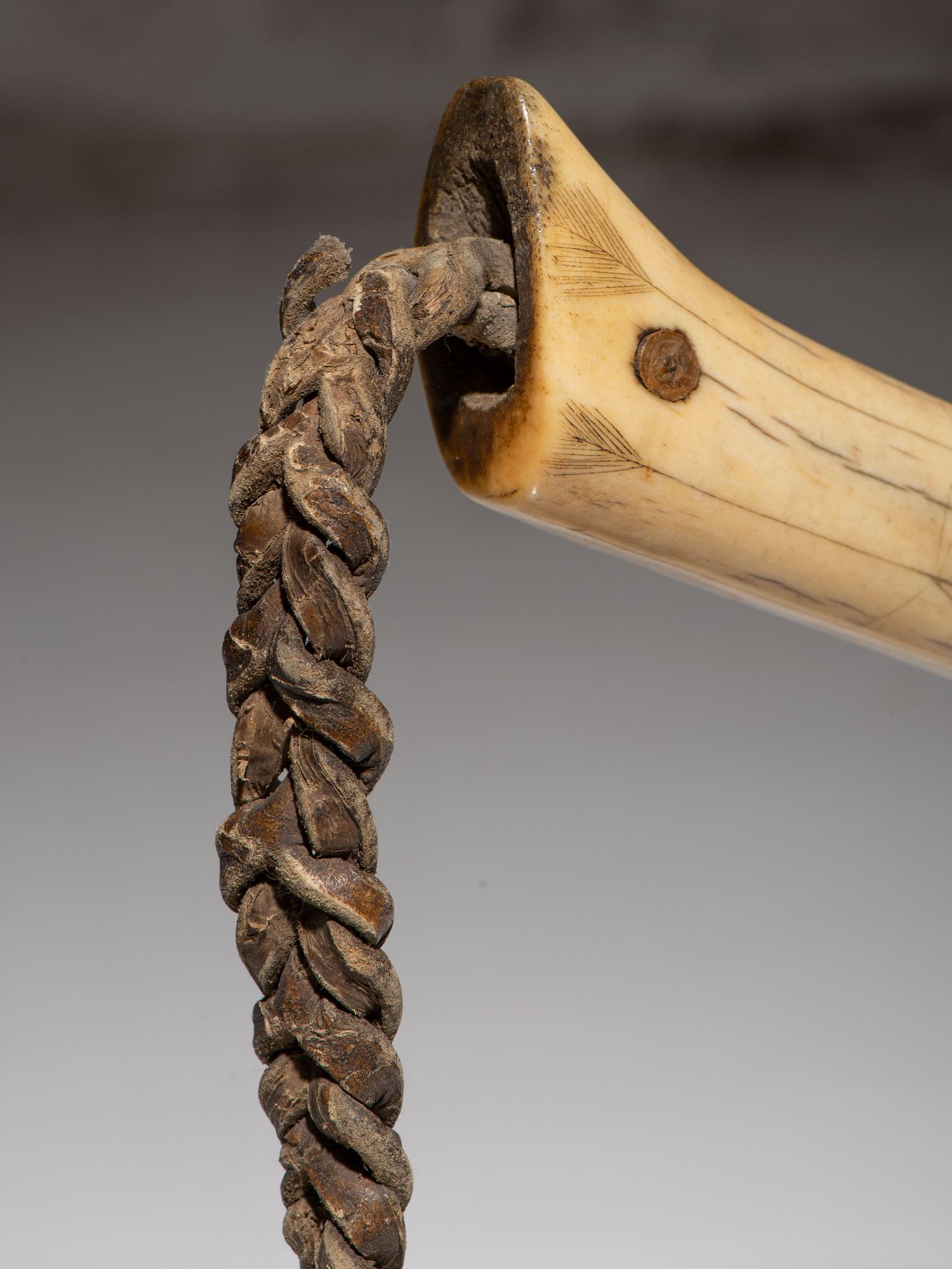 Prairie Decorated Antler Quirt, with Beaded Wrist Strap