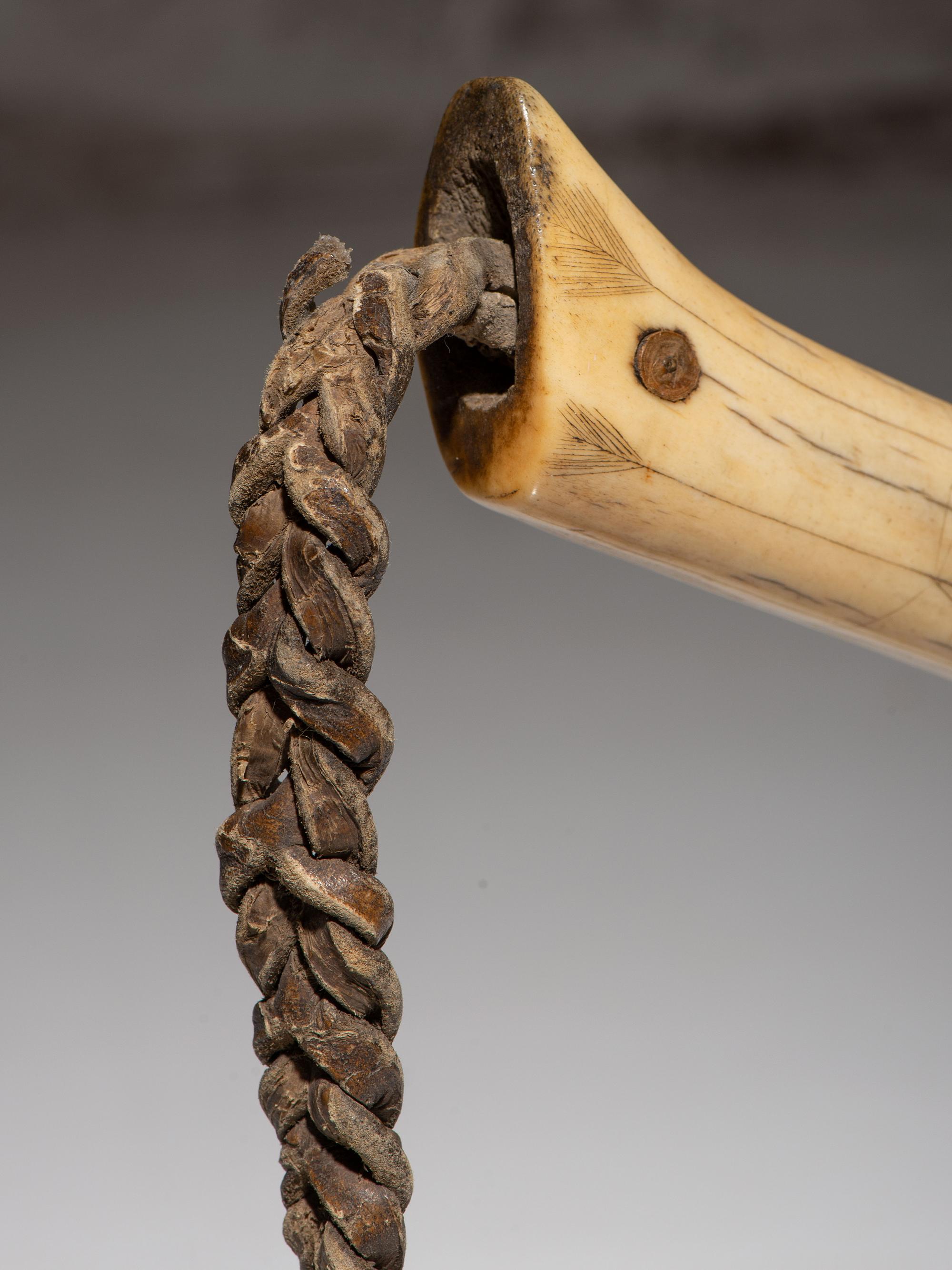 Prairie Decorated Antler Quirt, with Beaded Wrist Strap