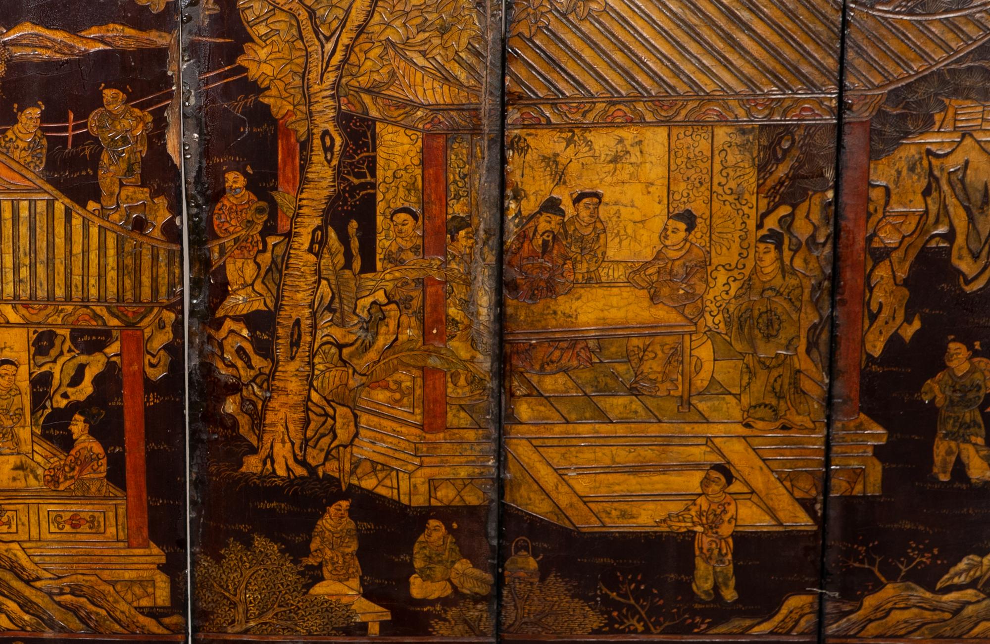 A Chinese Coromandel Lacquer Eight-Panel Screen — 19TH CENTURY