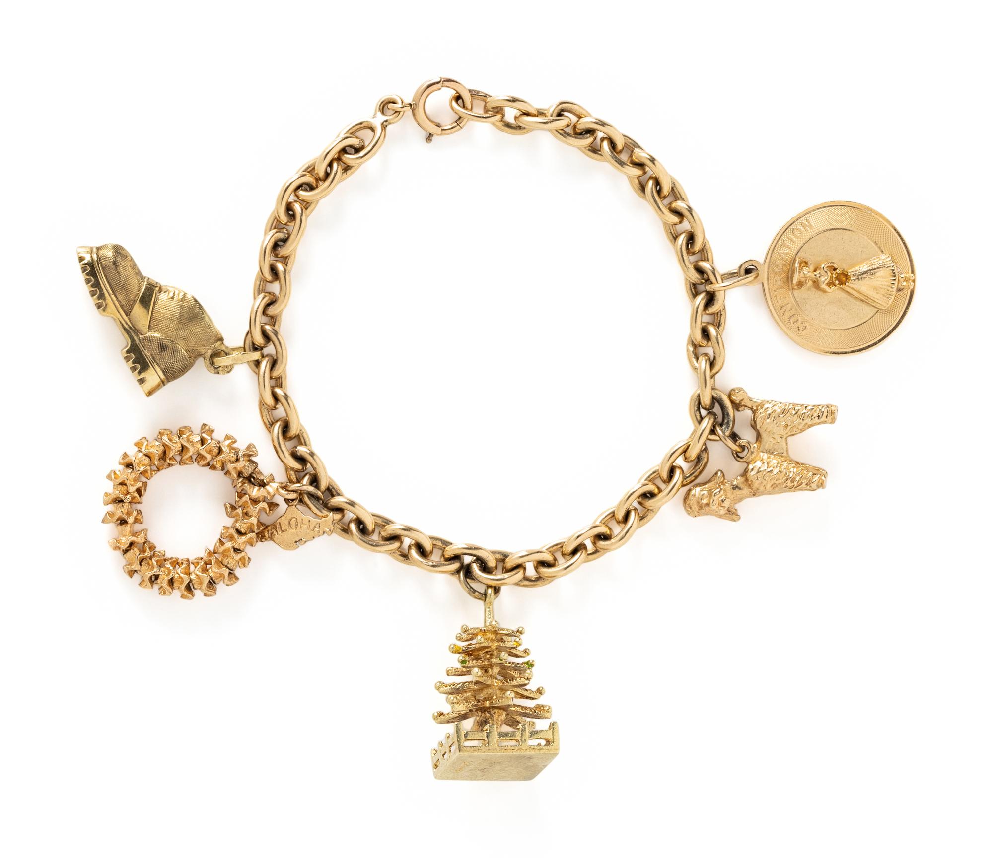 YELLOW GOLD CHARM BRACELET