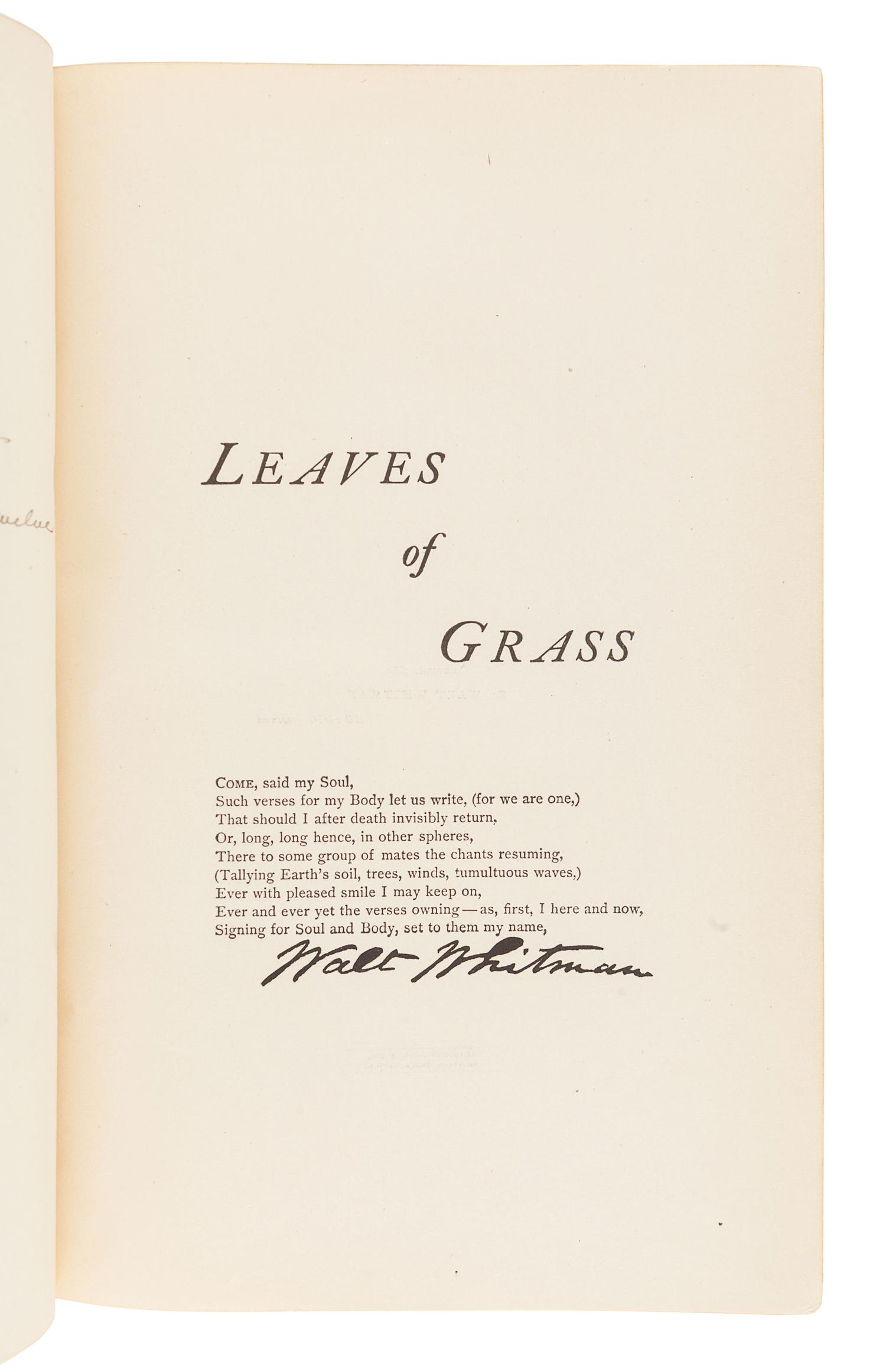 WHITMAN, Walt (1819-1892). Complete Poems & Prose of Walt Whitman, 1855...1888. Authenticated and Personal Book (handled by W.W.)... Portraits from Life...Autograph . [Philadelphia, 1888-89].