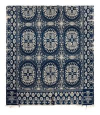 Two Jacquard Woven Cotton and Wool Coverlets