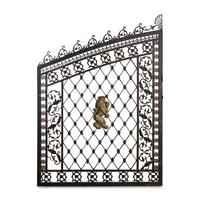 A Pair of Parcel Gilt Iron and Metal Lion-Decorated Gates