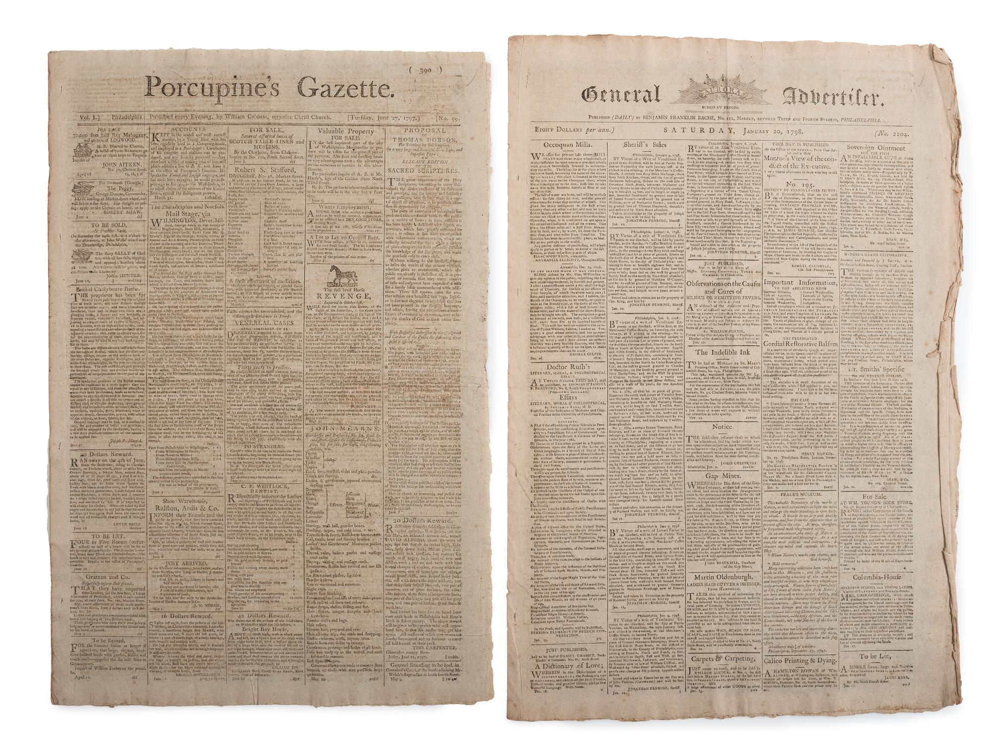 [SLAVERY & ABOLITION]. A group of 12 pre-Civil War newspapers with advertisements for for self-emancipated freedom seekers, comprising: