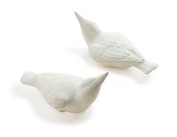 A Pair of White Glazed Porcelain Figures of Birds Length 4 3/8 inches. — 20TH CENTURY