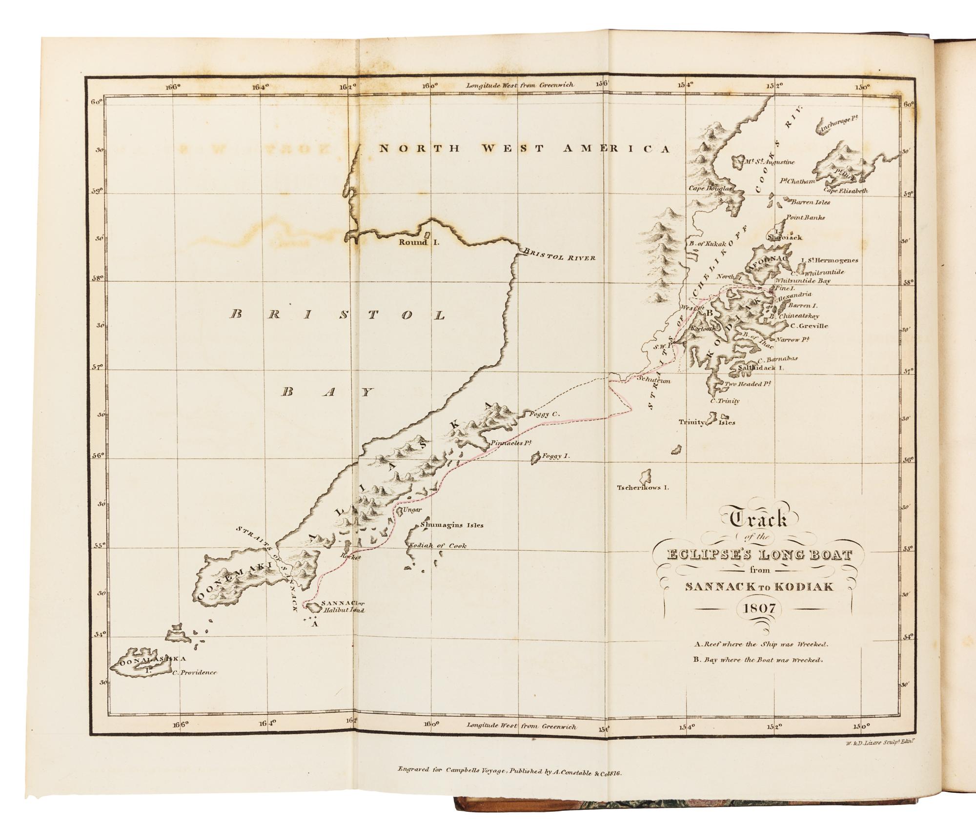 CAMPBELL, Archibald, Seaman. A Voyage Round the World, from 1806 to 1812. Edinburgh, 1816. FIRST EDITION.