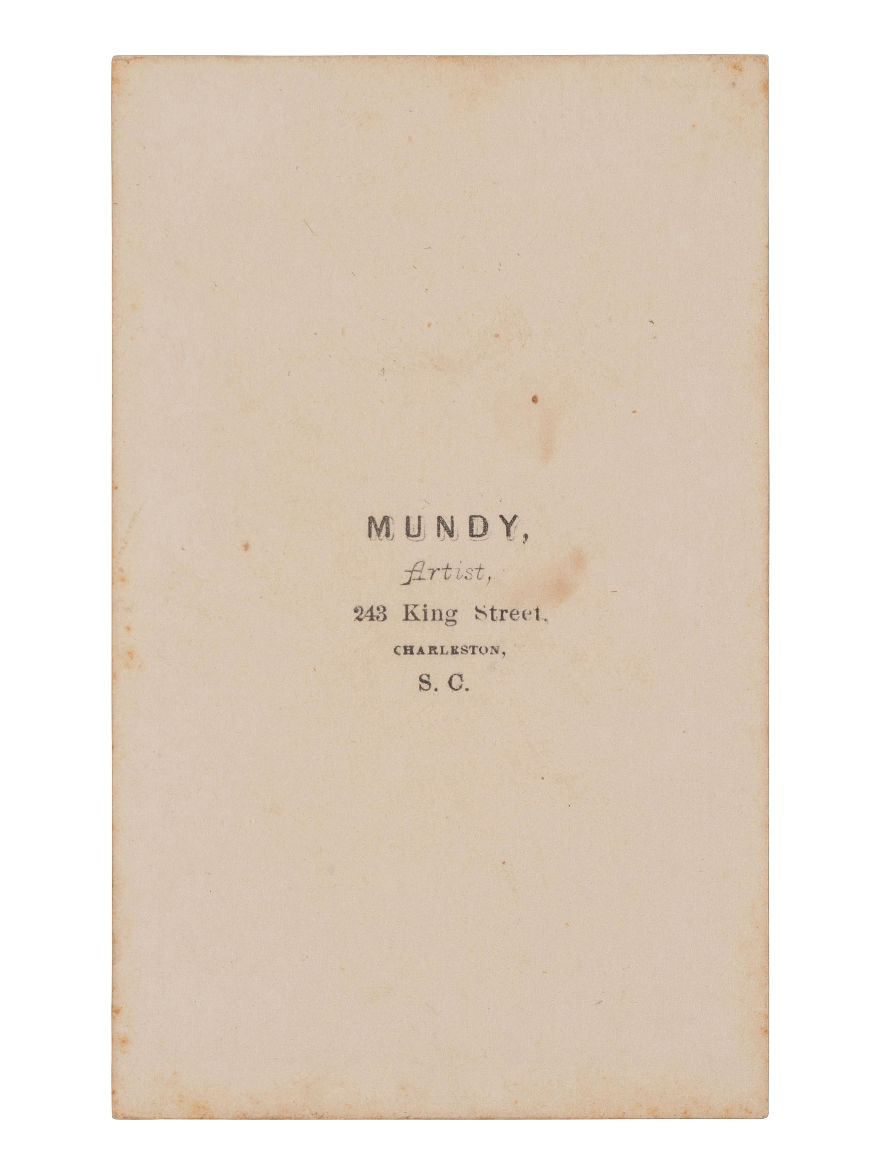 [CIVIL WAR]. CDV of Captain Thomas Howle, 8th South Carolina Infantry, KIA Antietam. Charleston, SC: Mundy, n.d.
