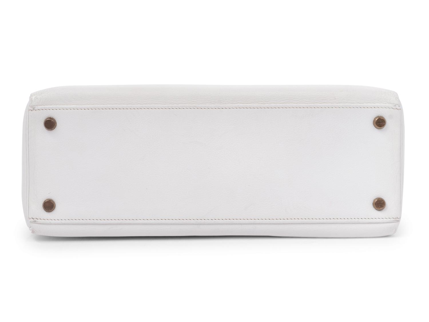 Hermès White Leather Kelly Bag 32cm, 1986
