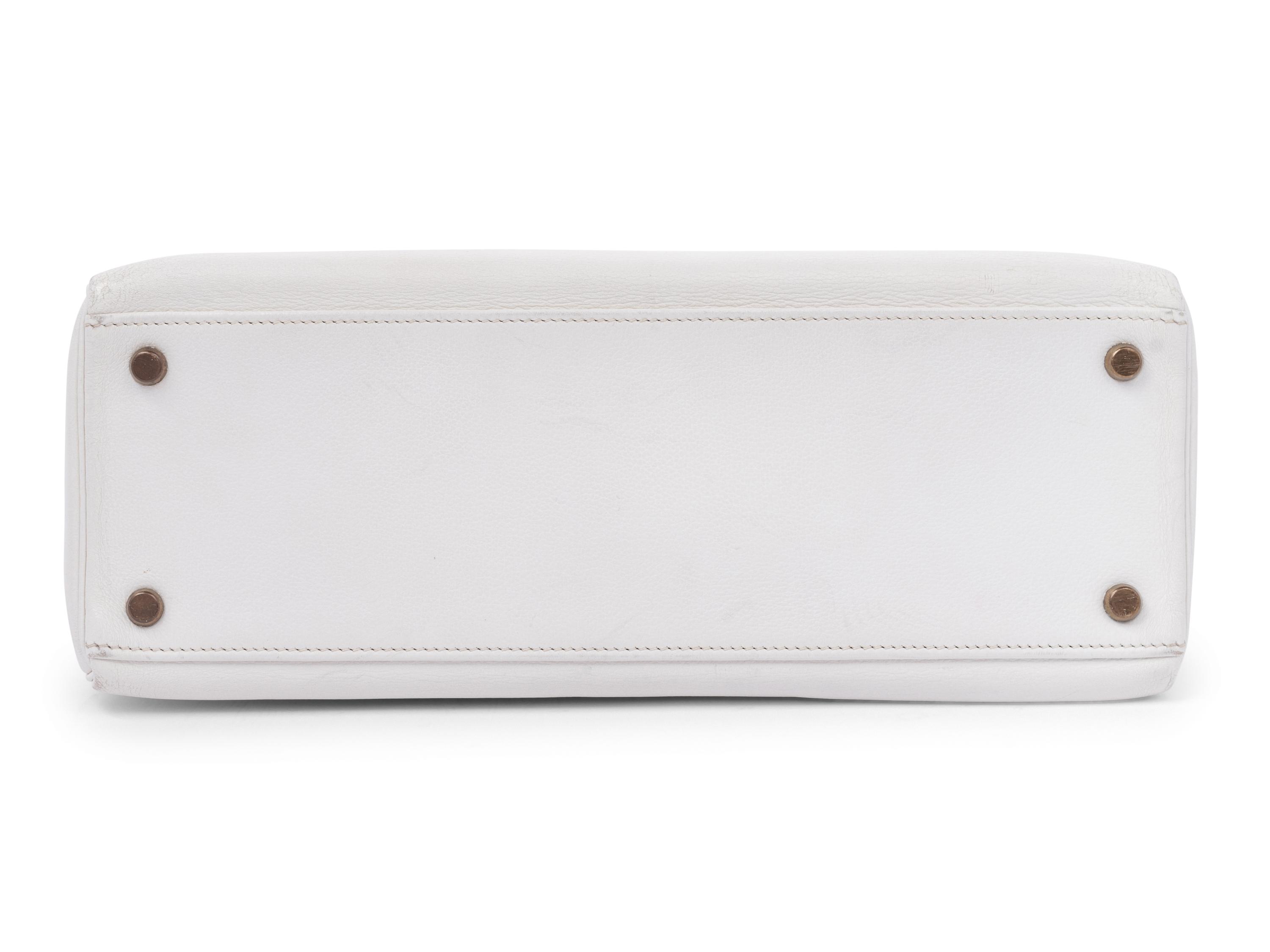 Hermès White Leather Kelly Bag 32cm, 1986