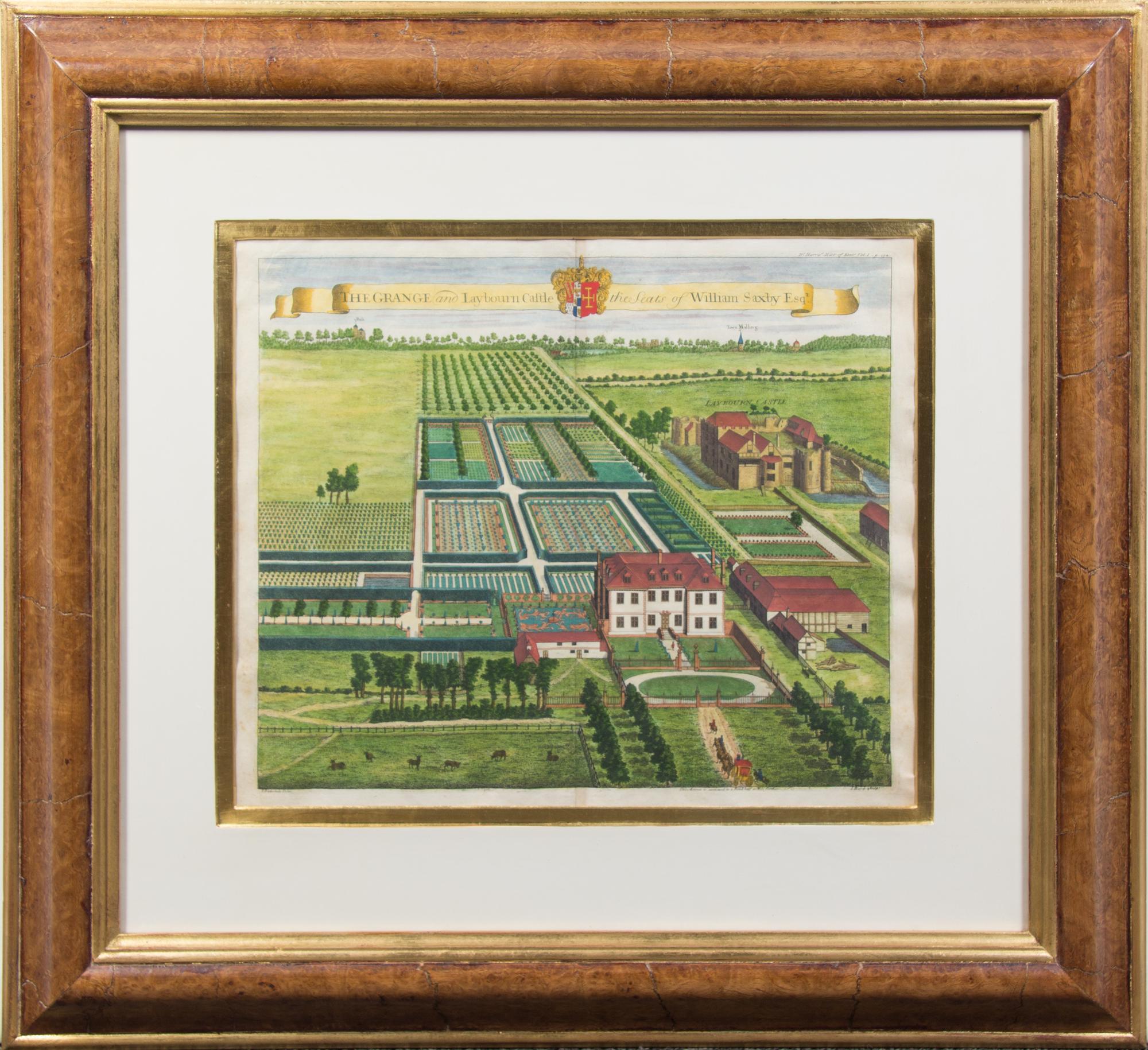 A Set of Four Hand-Colored Engravings Each: 27 1/2 x 29 3/4 inches overall.