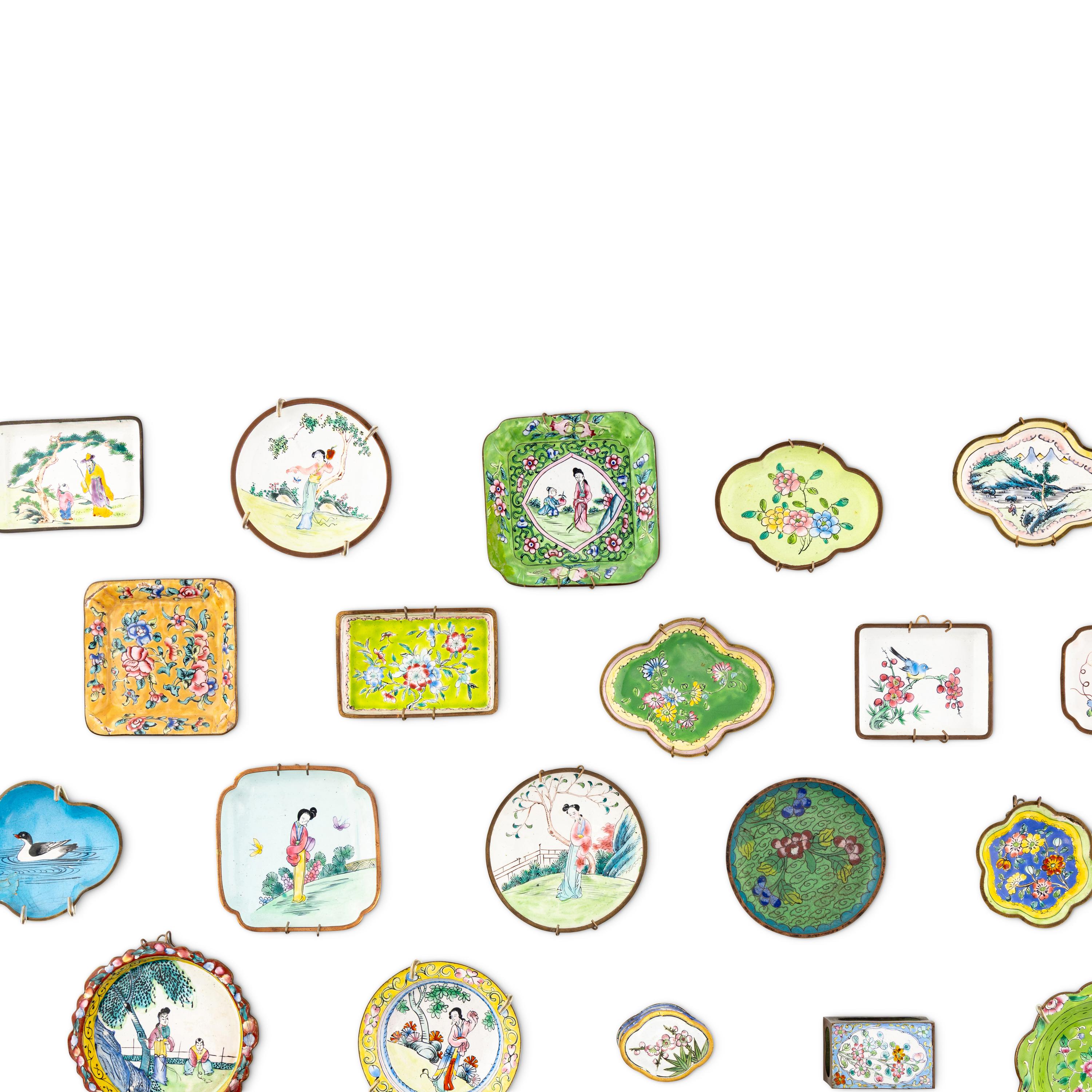 A Large Collection of Chinese Canton Enamel on Copper Dishes
