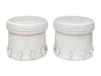 A Pair of Italian White-Glazed Terracotta Two-Piece Garden Seats