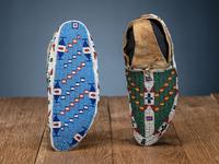 Sioux Fully Beaded Buffalo Hide Moccasins