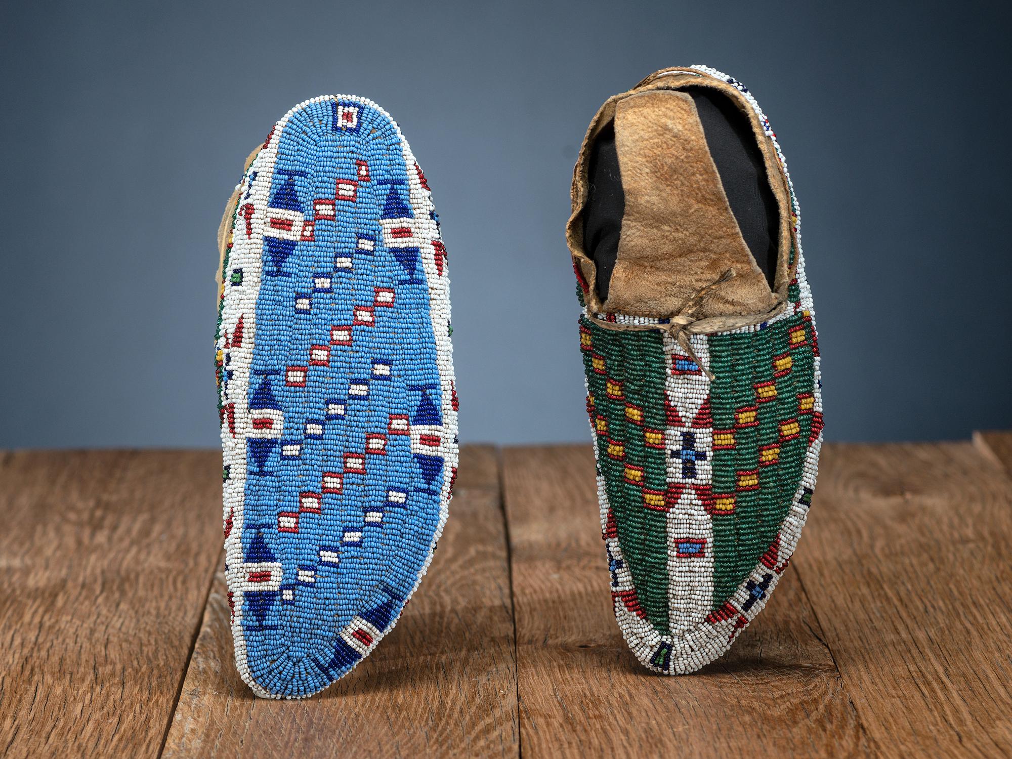 Sioux Fully Beaded Buffalo Hide Moccasins