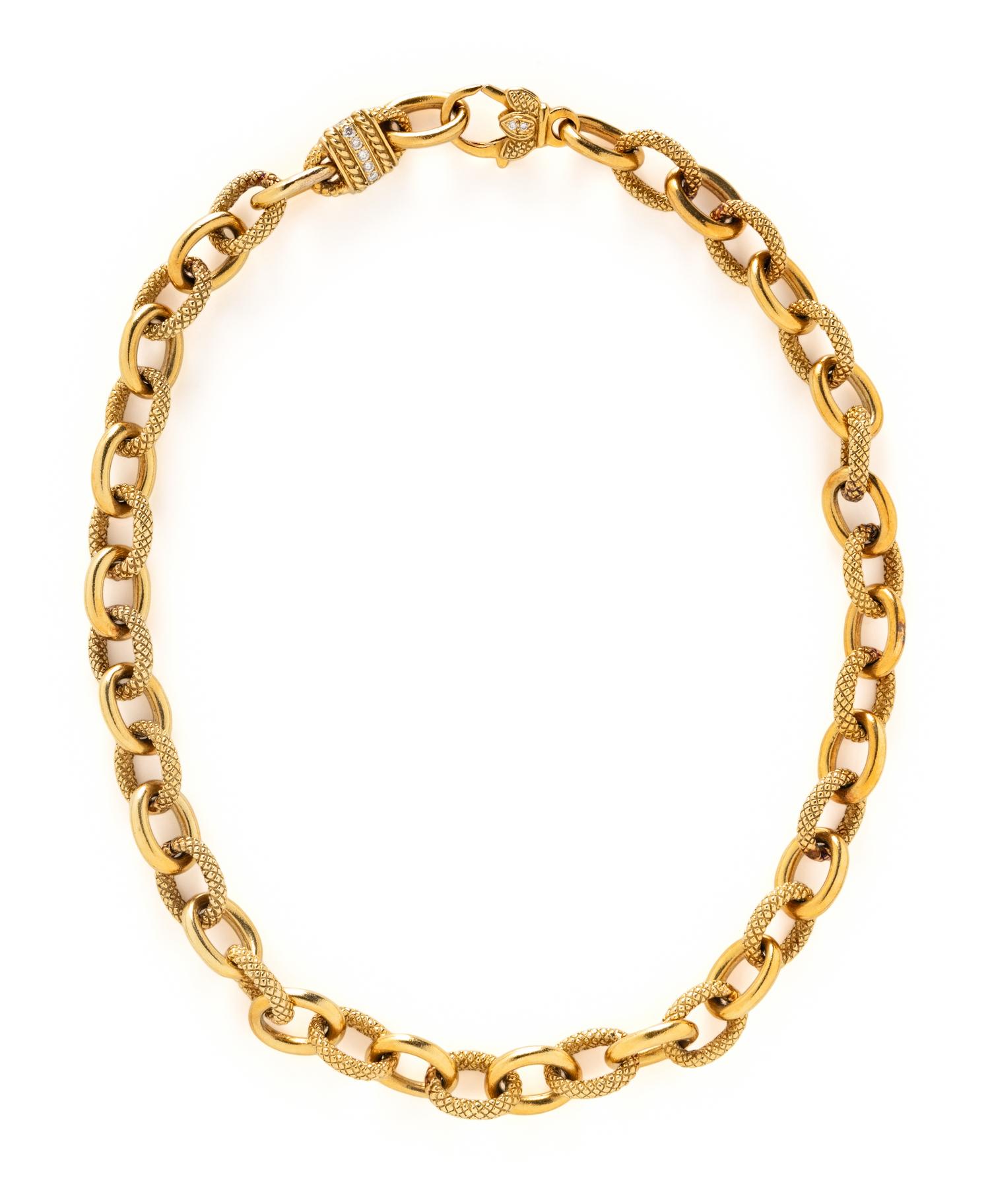 JUDITH RIPKA, YELLOW GOLD AND DIAMOND NECKLACE