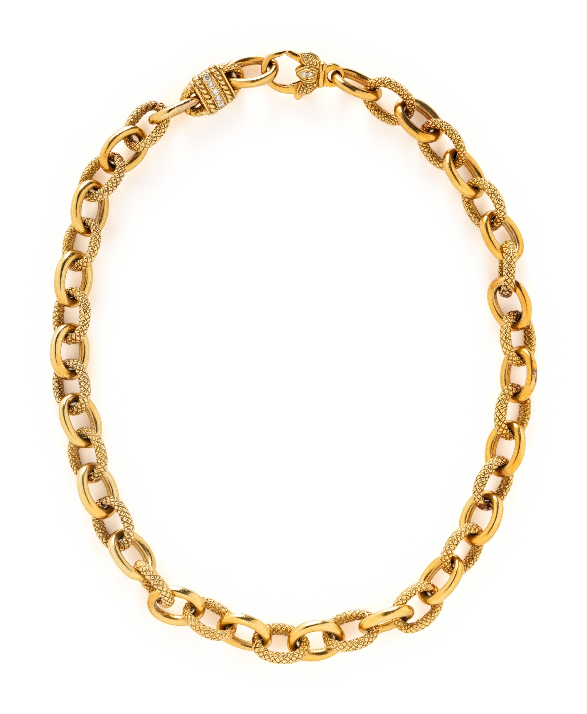 JUDITH RIPKA, YELLOW GOLD AND DIAMOND NECKLACE