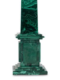 A Pair of Malachite Veneered Obelisks
