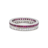 TWO PLATINUM, RUBY AND DIAMOND ETERNITY BANDS