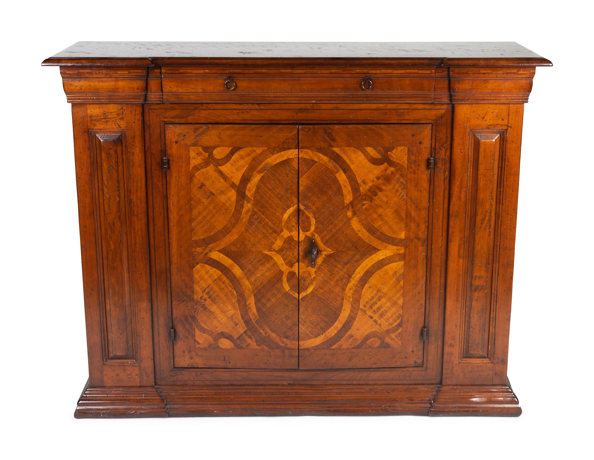 An Italian Baroque Style Inlaid Walnut Cabinet — 20TH CENTURY