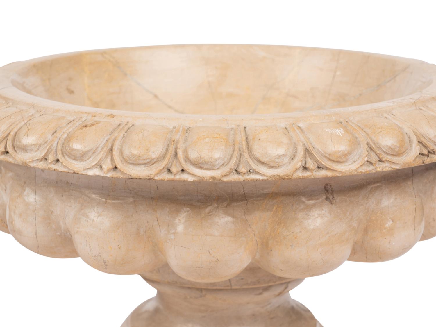 A Pair of Neoclassical Style Fluted Marble Jardinieres