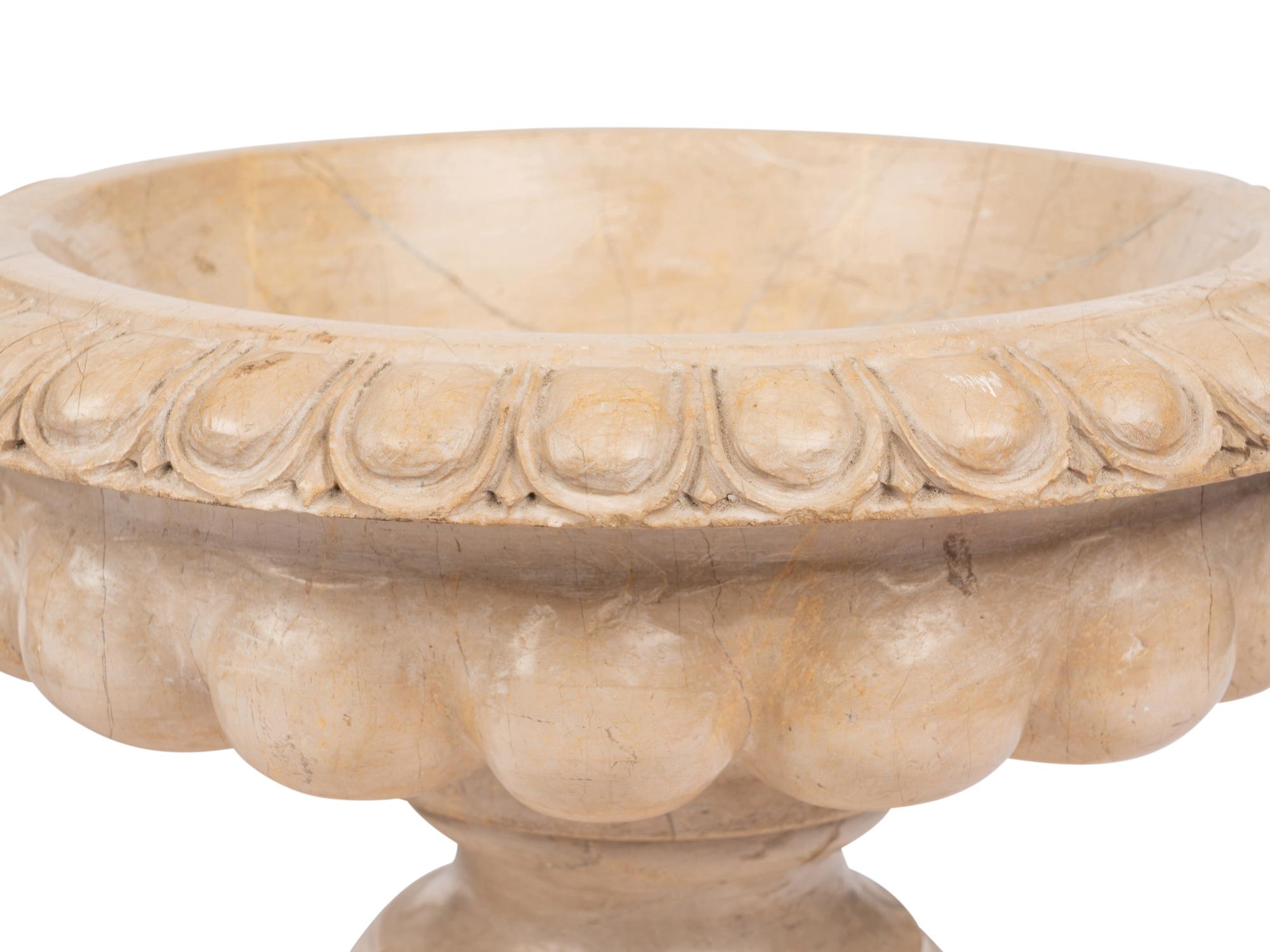 A Pair of Neoclassical Style Fluted Marble Jardinieres