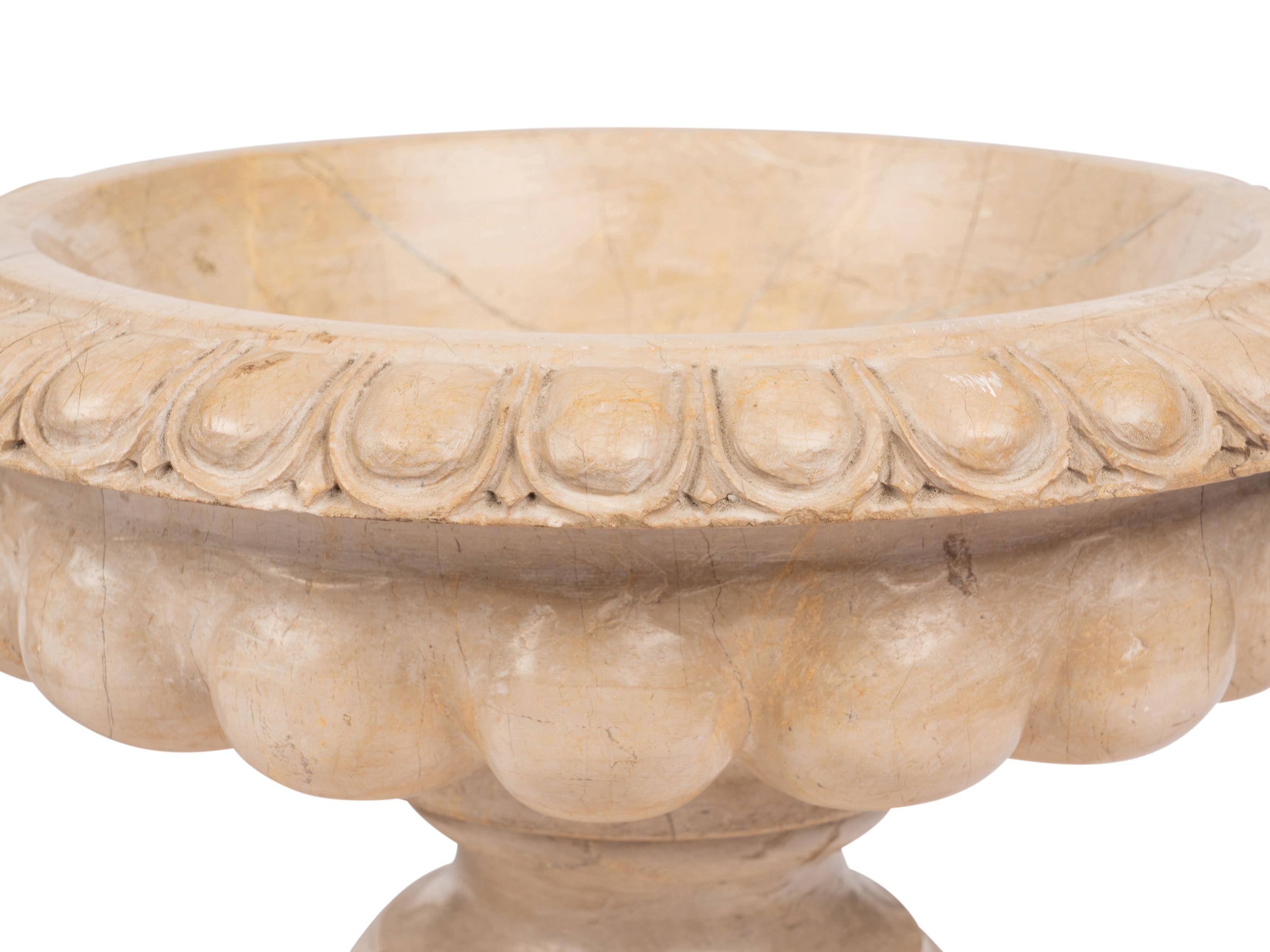 A Pair of Neoclassical Style Fluted Marble Jardinieres