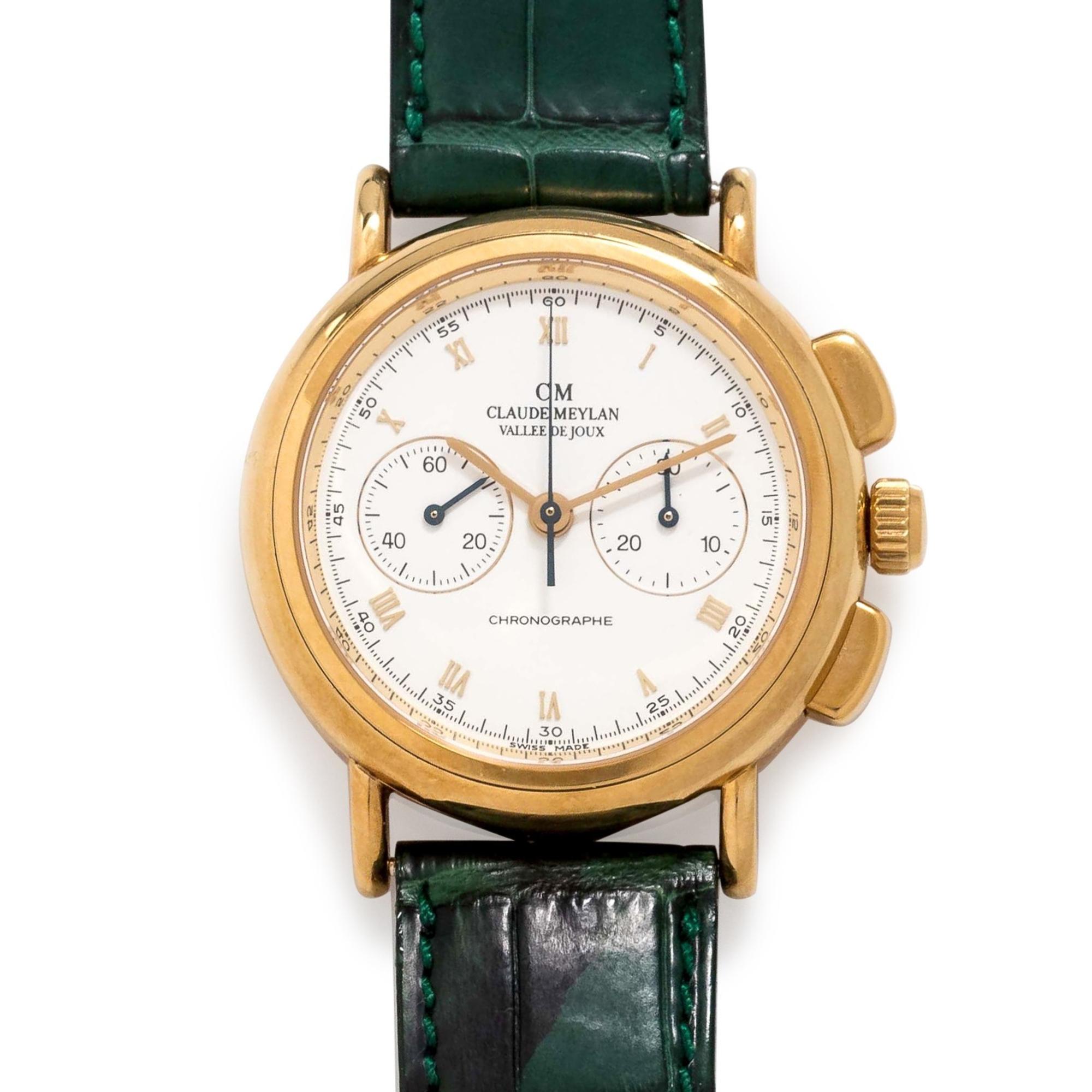 Claude Meylan, 18K Yellow Gold Chronograph Wristwatch