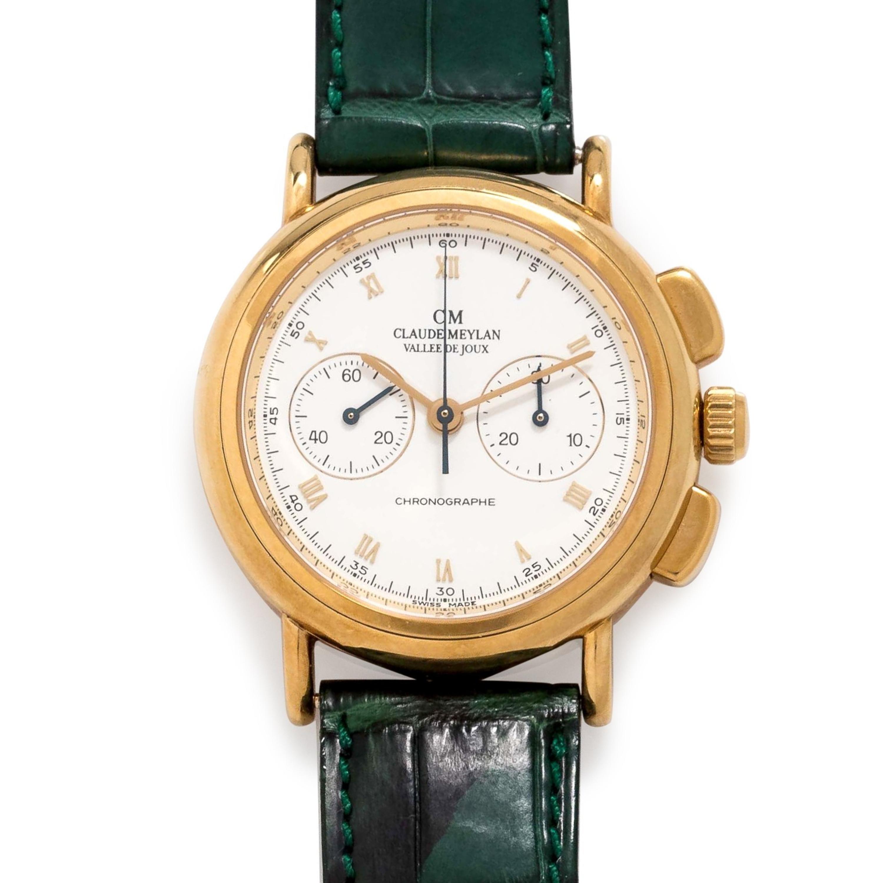 Claude Meylan, 18K Yellow Gold Chronograph Wristwatch