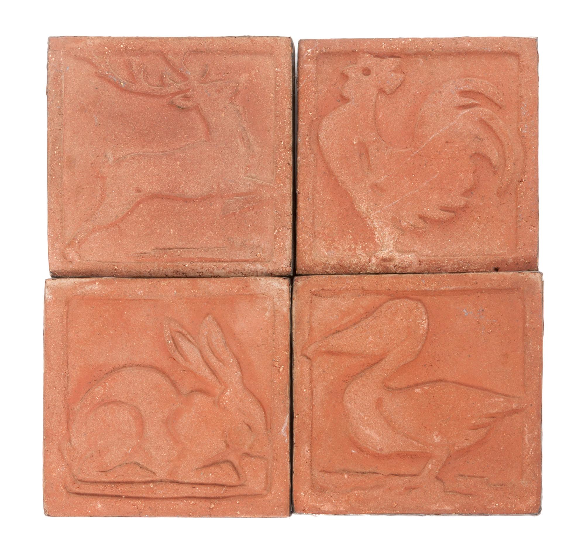 A Collection of Ten Pottery and Plaster Tiles Length of largest overall 10 inches.