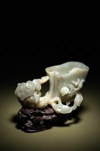 A Celadon Jade ‘ Lingzhi’ Libation Washer
