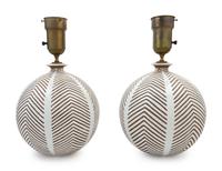 A Pair of Painted Ceramic Table Lamps