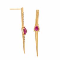 Fiore Wylde, 'Ray of Light', Yellow Gold, Ruby, and Diamond Earrings