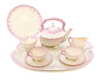 A Belleek Neptune Tea Service, Width of tray 17 inches.