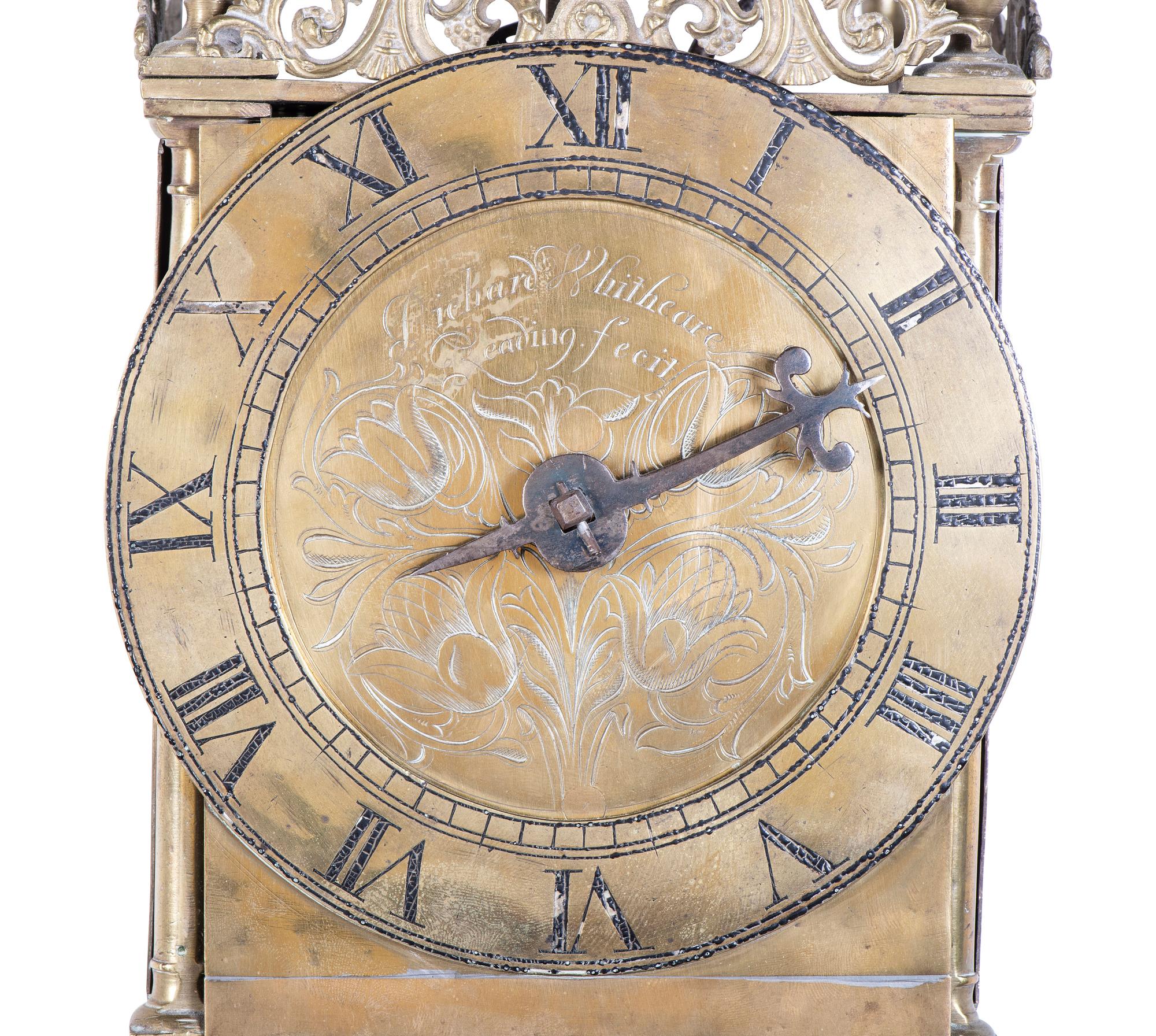An English Incised Brass Lantern Bracket Clock, 17th Century