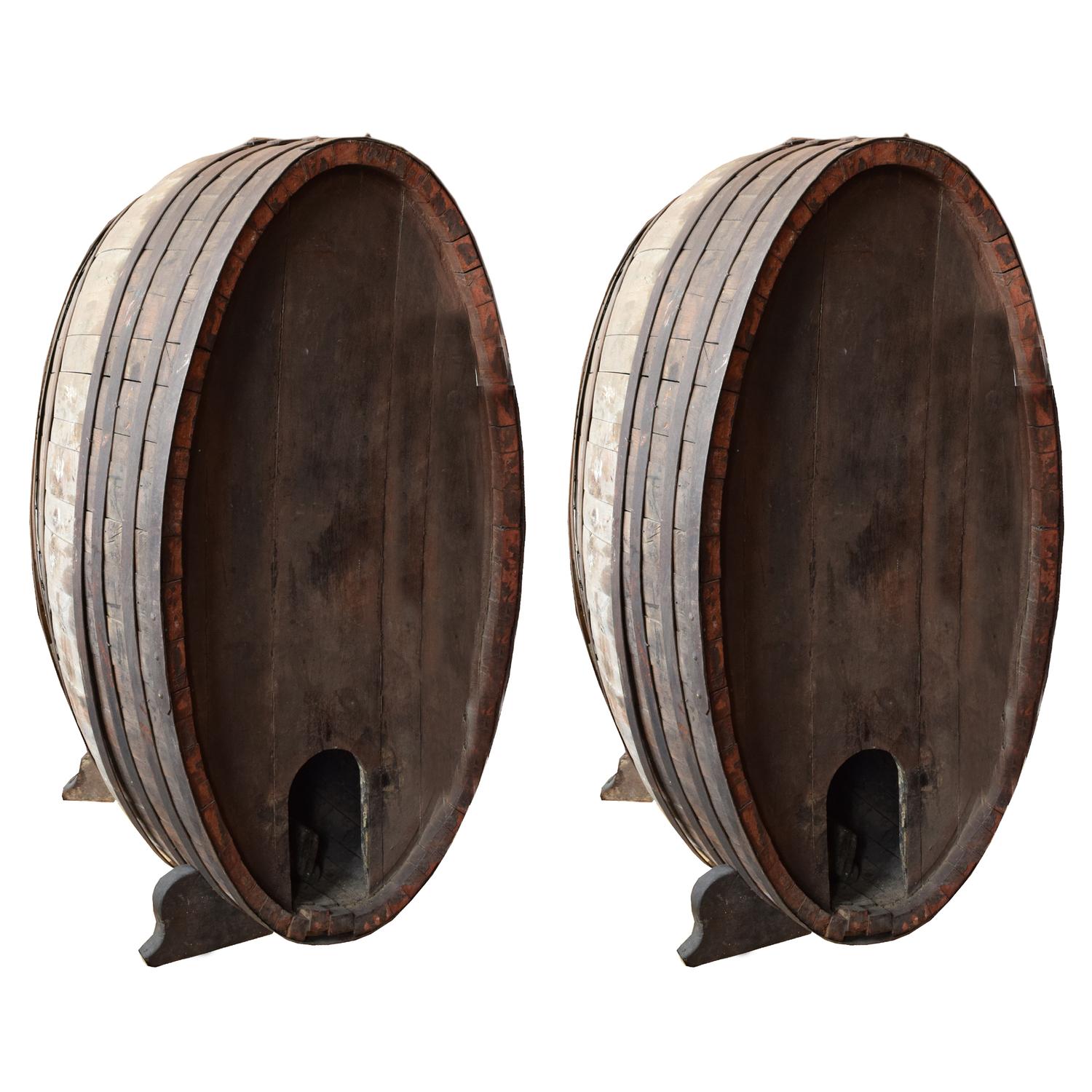 A Pair of Olive Oil Casks 39" W x 48" D x 77.5" H — Italy, 20th Century