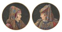 A Pair of Continental Ceramic Portrait Chargers Diameter 22 inches. — 19TH CENTURY