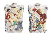 A Pair of Glazed Terra Cotta Lamp Bases, Eugenio Pattarino (Italian, 1885-1971) Height 14 1/4 x width 9 1/2 inches