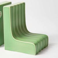 A Pair of Wedgwood Keith Murray (1892-1981) Designed Matt Green Bookends UK, 1930s