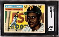 A 1956 Topps Roberto Clemente Baseball Card No. 33 Gray Back (SGC 5 EX)