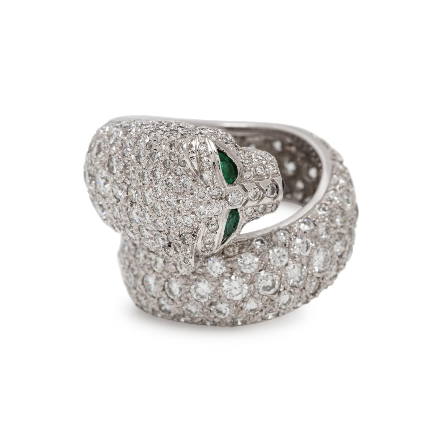 WHITE GOLD AND DIAMOND BYPASS PANTHER RING
