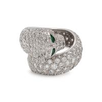 WHITE GOLD AND DIAMOND BYPASS PANTHER RING