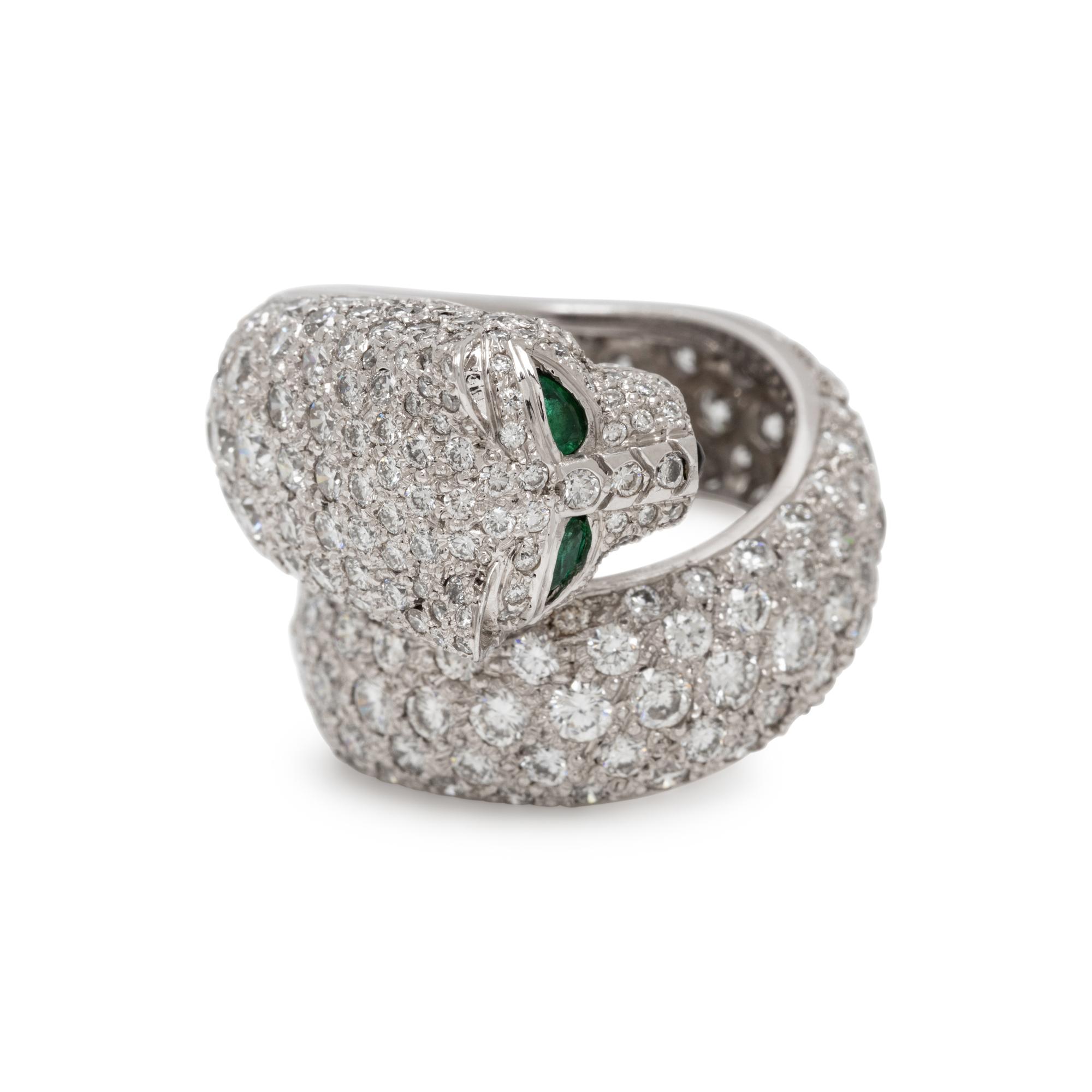 WHITE GOLD AND DIAMOND BYPASS PANTHER RING