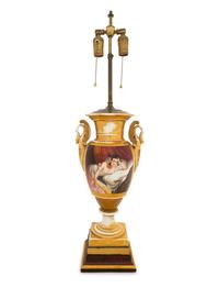 A Paris Porcelain Vase Mounted as a Lamp